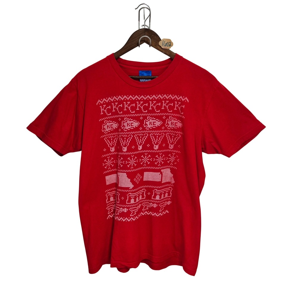 Raygun Kansas City Chiefs Red Graphic T-Shirt Mens Large Holiday Sweater Style